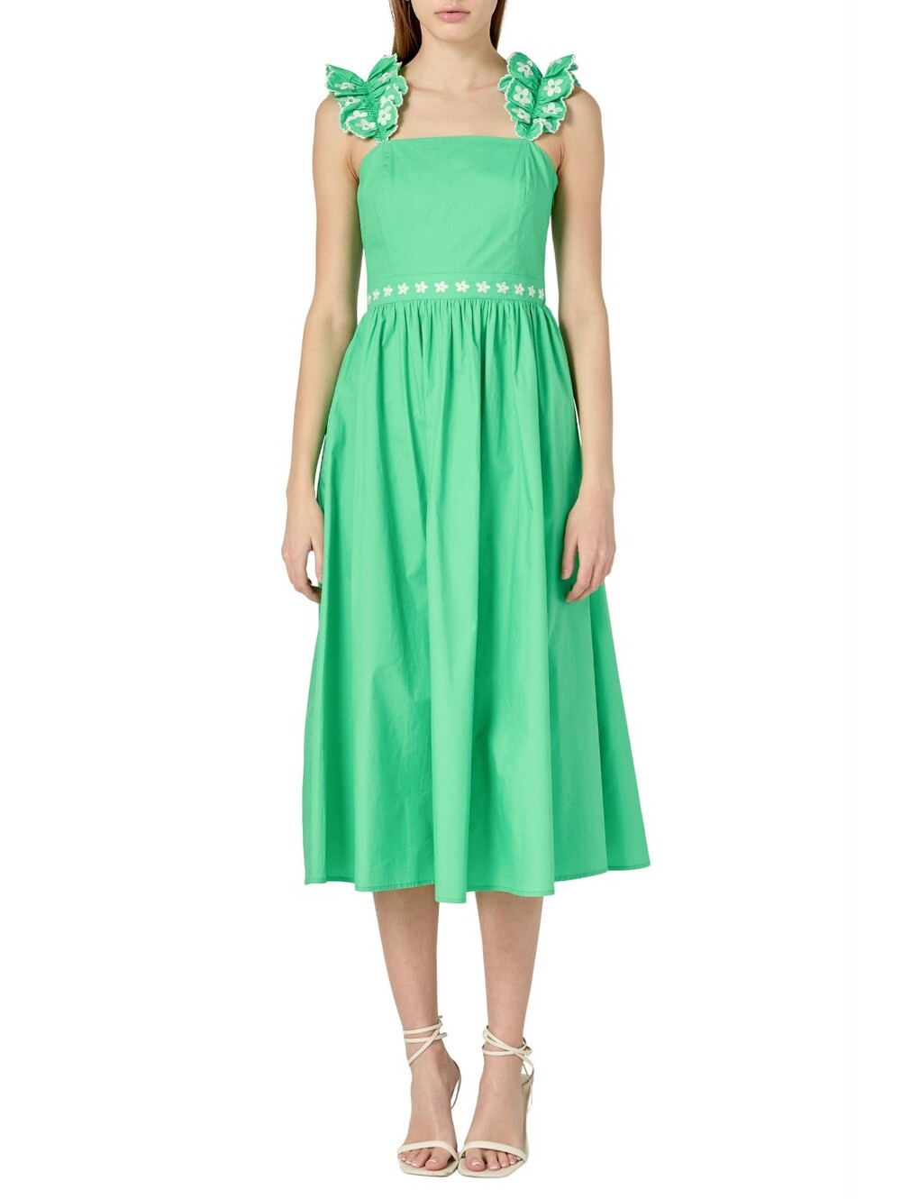 English Factory Women's Flower Embroidered Midi Dress Sz L